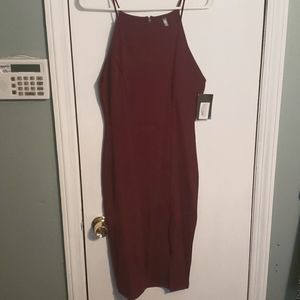 Cranberry cocktail dress with split